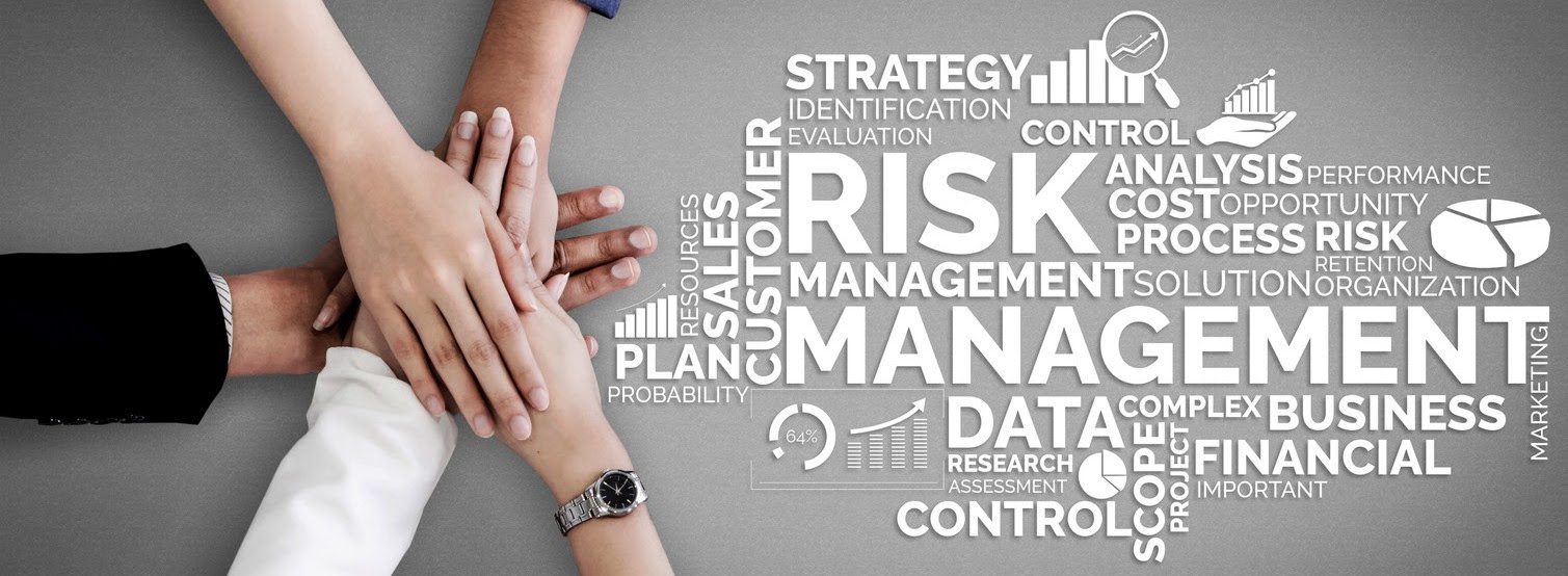 Risk Management Banner with Hands on the side
